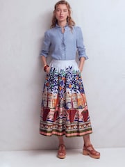 Boden Blue Isabel Ruffle Linen Shirt - Image 4 of 5