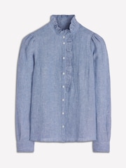 Boden Blue Isabel Ruffle Linen Shirt - Image 5 of 5