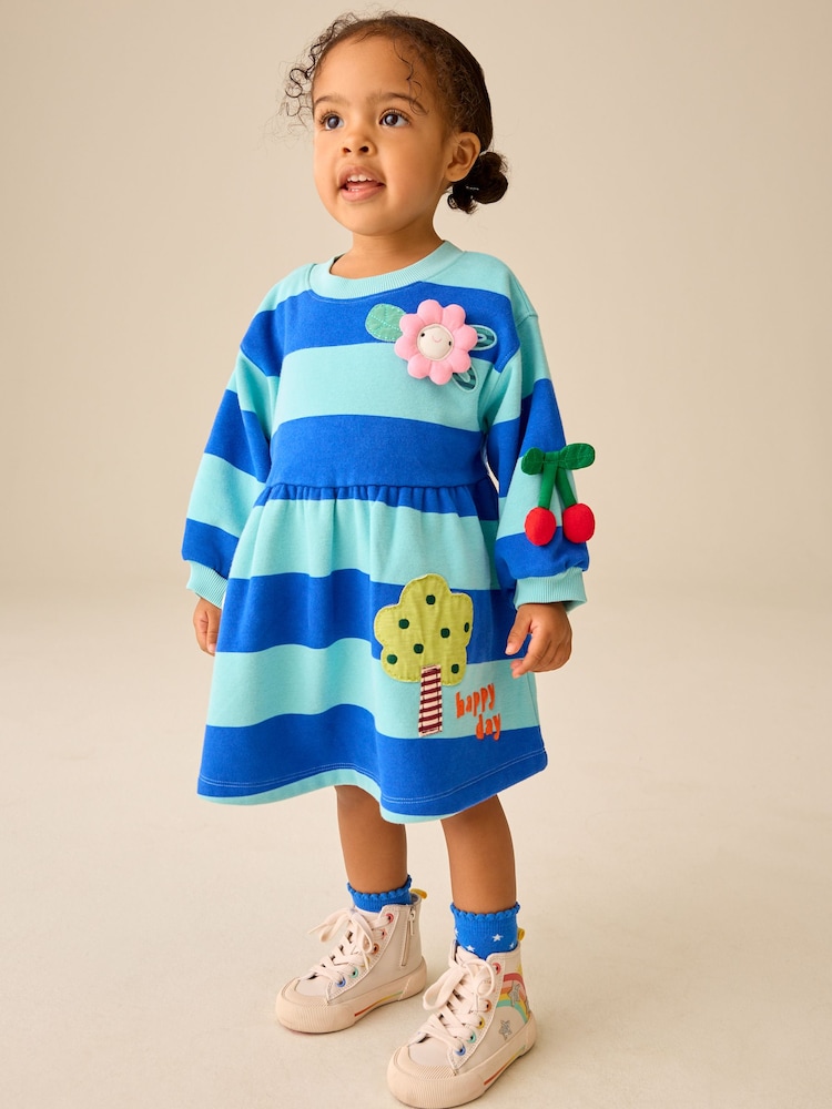 Blue/Navy Stripe Bunny - שמלת סווטשירט עם שרוול ארוך (גיל 3 חודשים עד 7 שנים) - תמונה 1 מתוך 5 Blue/Navy Stripe Bunny - שמלת סווטשירט עם שרוול ארוך (גיל 3 חודשים עד 7 שנים) - תמונה 1 מתוך 5