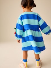 Blue/Navy Stripe Bunny - שמלת סווטשירט עם שרוול ארוך (גיל 3 חודשים עד 7 שנים) - תמונה 3 מתוך 5
