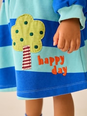 Blue/Navy Stripe Bunny - שמלת סווטשירט עם שרוול ארוך (גיל 3 חודשים עד 7 שנים) - תמונה 4 מתוך 5