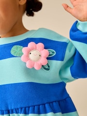 Blue/Navy Stripe Bunny - שמלת סווטשירט עם שרוול ארוך (גיל 3 חודשים עד 7 שנים) - תמונה 5 מתוך 5
