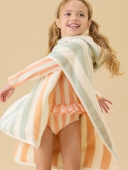 KIDLY by MORI Orange Soft Towelling Hooded Reversible Poncho - Image 2 of 3
