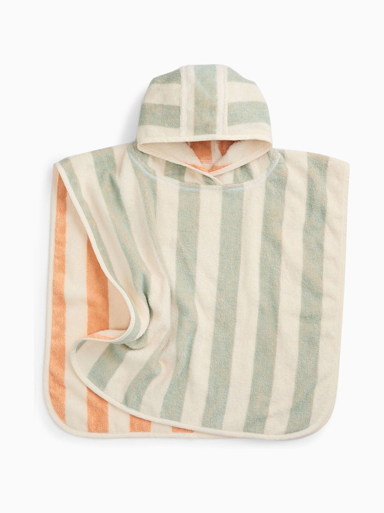 KIDLY by MORI Orange Stripe Reversible Hooded Beach/Pool Towel - Image 4 of 4 KIDLY by MORI Orange Stripe Reversible Hooded Beach/Pool Towel - Image 4 of 4