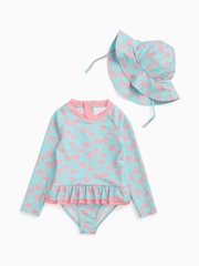 KIDLY by MORI Blue Frilled Long Sleeve Sunsafe Swimsuit - Image 5 of 5