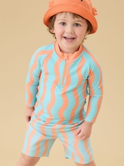 KIDLY by MORI Turquiose Orange Board Sunsafe Suit - Image 1 of 6