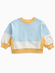 Κίτρινο - Φούτερ KIDLY by MORI Colorblock από απαλό βαμβάκι με φαρδιά μανίκια - Εικόνα 4 από 6