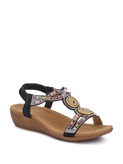 أسود - Pavers Beaded Comfort Fitting Sandals - صورة 2 من 5