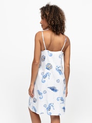 Cyberjammies Blue Sea Horse Stripe Print Strappy Short Nighdress - Image 3 of 4