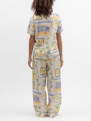 Cyberjammies Postcard Print Wide Leg Pyjamas Set - Imaginea 3 din 4