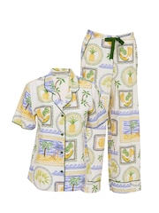 Cyberjammies Postcard Print Wide Leg Pyjamas Set - Imaginea 4 din 4