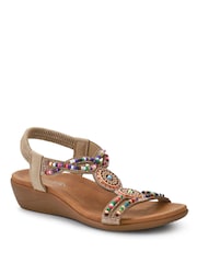 بيج - Pavers Beaded Comfort Fitting Sandals - صورة 1 من 5
