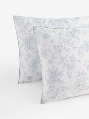 Laura Ashley Chalk Blue Aneta Floral 100% Cotton Pillowcases - Image 4 of 4