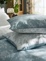 Laura Ashley Chalk Blue Aneta Floral 100% Cotton Duvet Cover and Pillowcase Set - Image 4 of 7