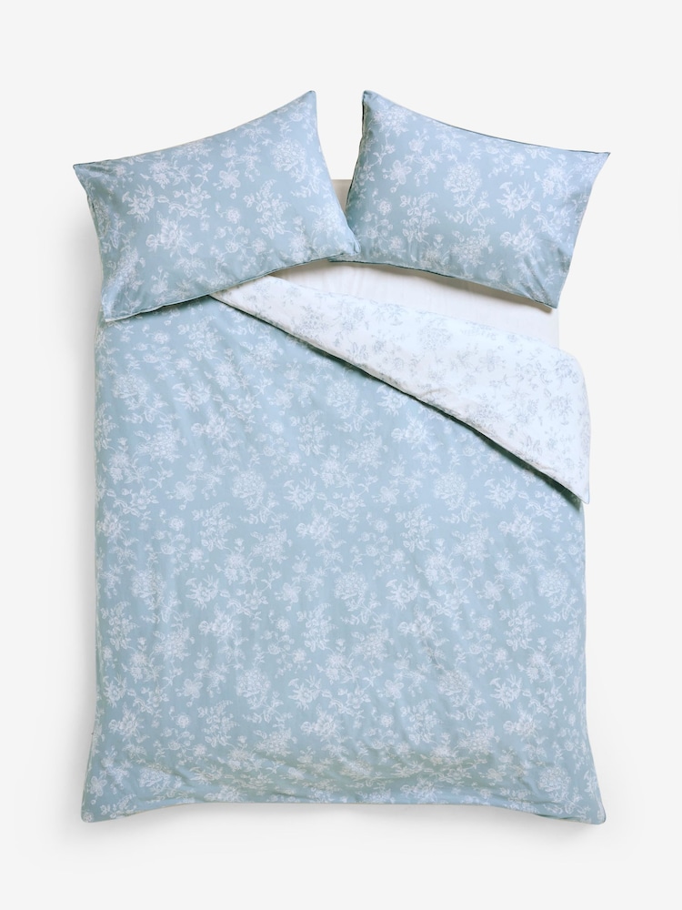 Laura Ashley Chalk Blue Aneta Floral 100% Cotton Duvet Cover and Pillowcase Set - Image 7 of 7 Laura Ashley Chalk Blue Aneta Floral 100% Cotton Duvet Cover and Pillowcase Set - Image 7 of 7