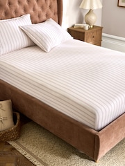 Laura Ashley Plaster Pink Henley Stripe Deep Fitted Sheet - Image 1 of 3