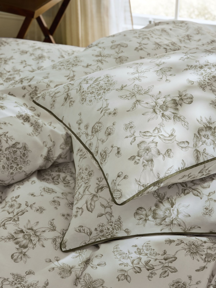 Laura Ashley Set of 2 Moss Green Aneta Floral Pillowcases - Image 2 of 4