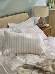 Laura Ashley Chalk Blue Henley Stripe 100% Cotton Pillowcases - Image 1 of 3