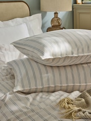 Laura Ashley Chalk Blue Henley Stripe 100% Cotton Pillowcases - Image 2 of 3