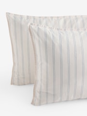 Laura Ashley Chalk Blue Henley Stripe 100% Cotton Pillowcases - Image 3 of 3