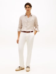 Tommy Hilfiger Brown Regular Fit Gingham Check Pure Linen Shirt - Image 2 of 5