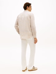 Tommy Hilfiger Brown Regular Fit Gingham Check Pure Linen Shirt - Image 3 of 5