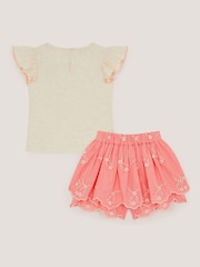 Monsoon Pink Bunny T-Shirt & Broderie Skort Set - Image 2 of 3