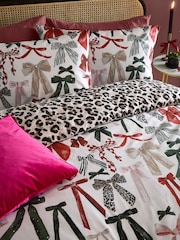 Furn Leopard Mila Bows Reversible Duvet Cover and Pillowcase Set - Image 1 of 4