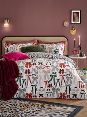 Furn Leopard Mila Bows Reversible Duvet Cover and Pillowcase Set - Image 2 of 4
