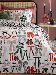 Furn Leopard Mila Bows Reversible Duvet Cover and Pillowcase Set - Image 4 of 4