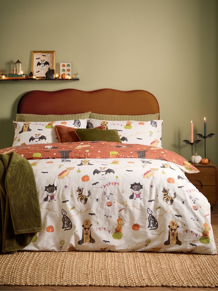 Furn Linen Howl-O-Ween Reversible Duvet Cover and Pillowcase Set - Image 1 of 4