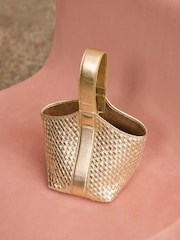 Mint Velvet Gold Lola Leather Woven Bucket Bag - Image 1 of 5