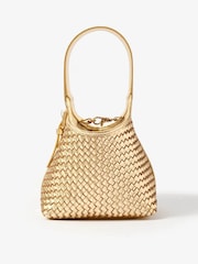 Mint Velvet Gold Lola Leather Woven Bucket Bag - Image 2 of 5