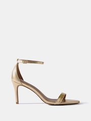 Mint Velvet Gold Skye Leather Strappy High Heels - Image 2 of 5