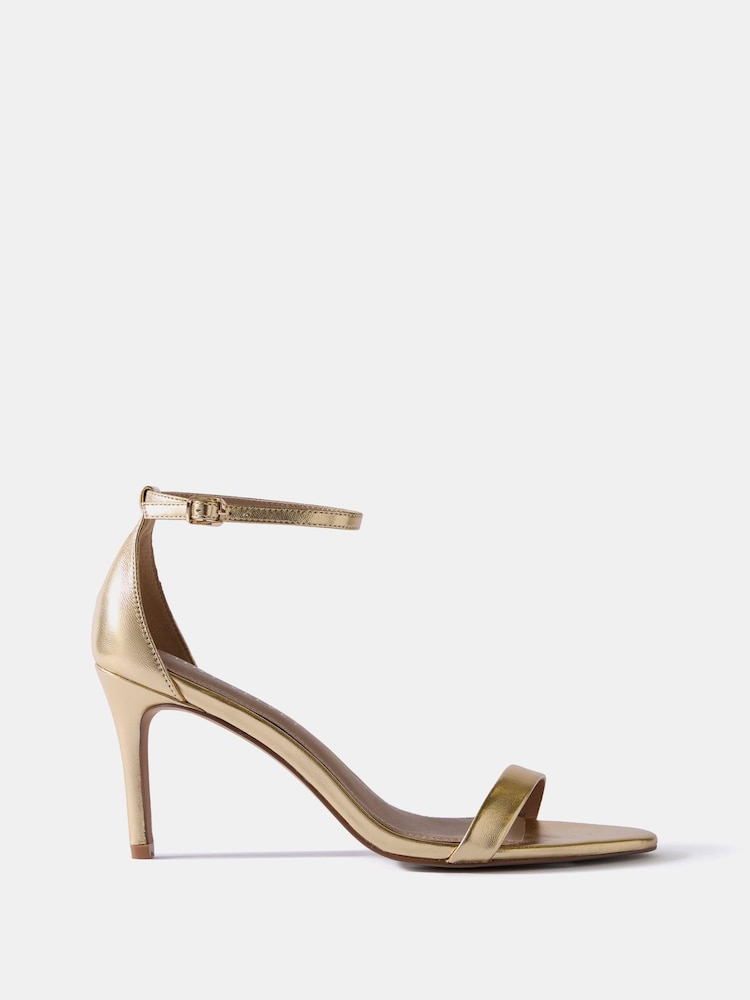 Mint Velvet Gold Skye Leather Strappy High Heels - Image 2 of 5