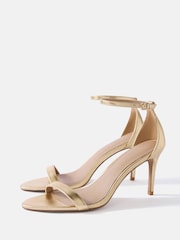 Mint Velvet Gold Skye Leather Strappy High Heels - Image 3 of 5