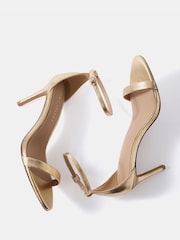 Mint Velvet Gold Skye Leather Strappy High Heels - Image 4 of 5