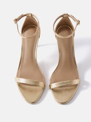 Mint Velvet Gold Skye Leather Strappy High Heels - Image 5 of 5