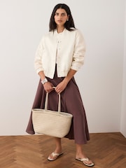 Mint Velvet Cream Satin Lace Trim Bomber Jacket - Image 4 of 8