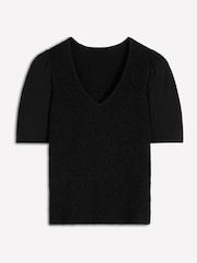 Boden Black Lyla Smocked V-Neck Top - Image 5 of 5