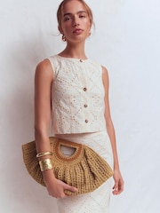 Boden Natural Raffia Moon Clutch - Image 1 of 6