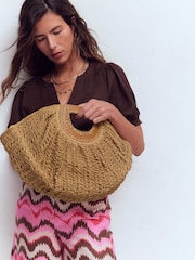 Boden Natural Raffia Moon Clutch - Image 2 of 6
