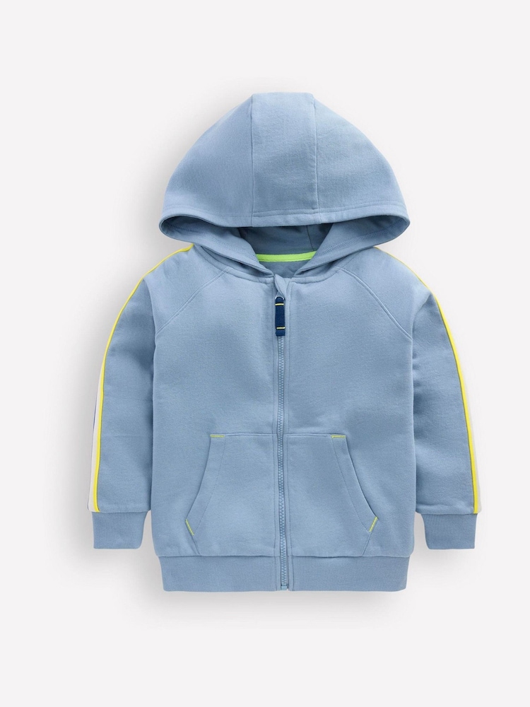 Boden Blue Raglan Tape Zip-Through Hoodie - Image 1 of 3 Boden Blue Raglan Tape Zip-Through Hoodie - Image 1 of 3