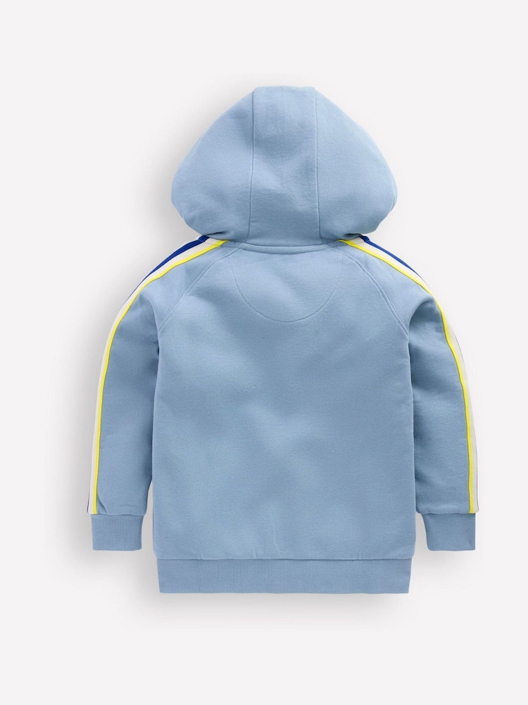 Boden Blue Raglan Tape Zip-Through Hoodie - Image 2 of 3 Boden Blue Raglan Tape Zip-Through Hoodie - Image 2 of 3