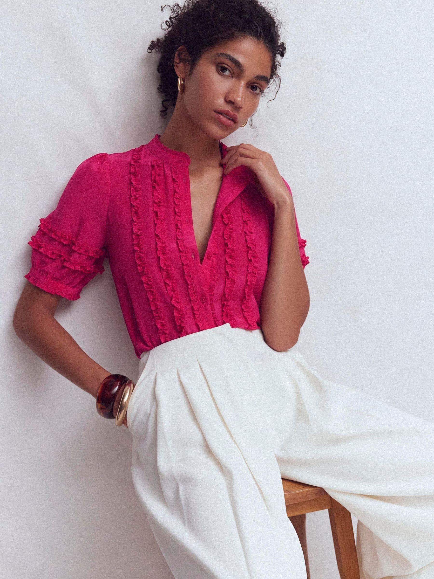 トップス JILTU petit frill blouse pink Buy Boden Pink Silk Frill Detail Top from the Next UK online shop