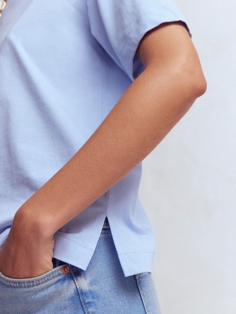 Boden Blue Relaxed Cotton T-Shirt - Image 2 of 5