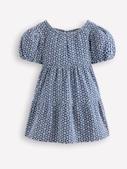Boden Blue Puff Sleeve Cross Back Dress - Image 1 of 3
