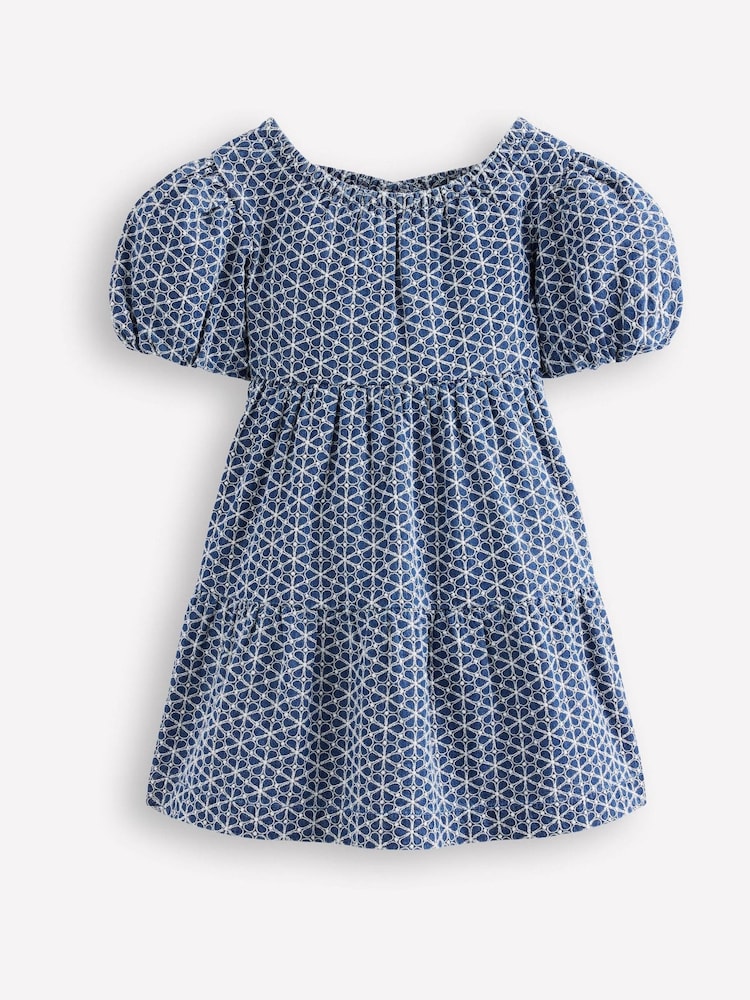 Boden Blue Puff Sleeve Cross Back Dress - Image 1 of 3