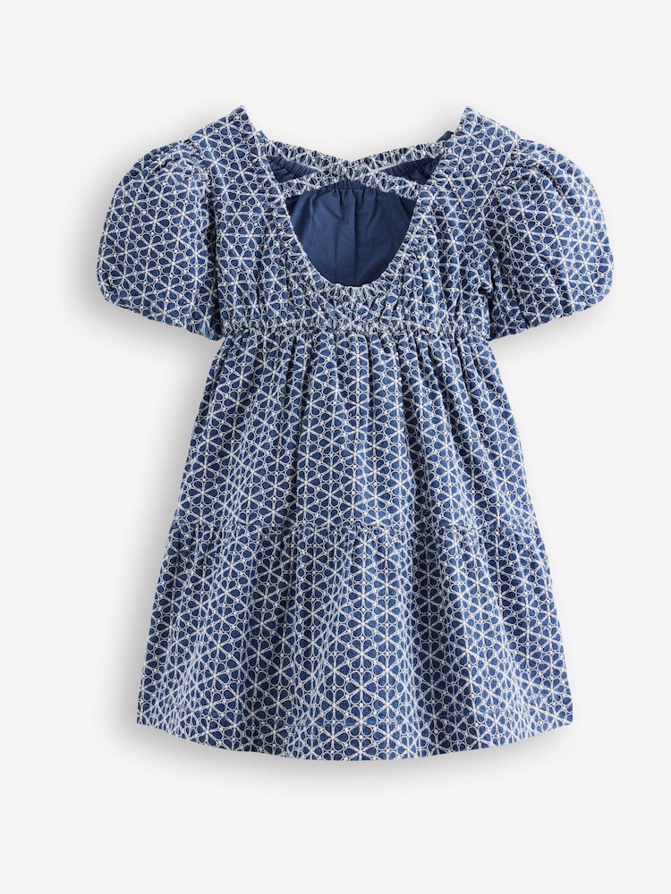 Boden Blue Puff Sleeve Cross Back Dress - Image 2 of 3