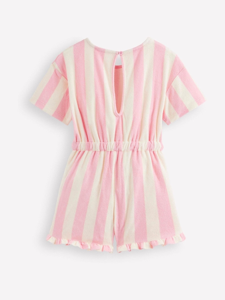 Boden Pink Relaxed Towelling Playsuit - Image 2 of 3